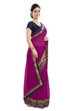 Generic Women's Chiffon Saree (Dark Pink, 5-6