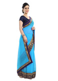 Generic Women's Chiffon Saree (Sky, 5-6 Mtrs)