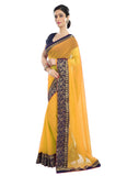 Generic Women's Chiffon Saree (Yellow, 5-6 Mtrs)