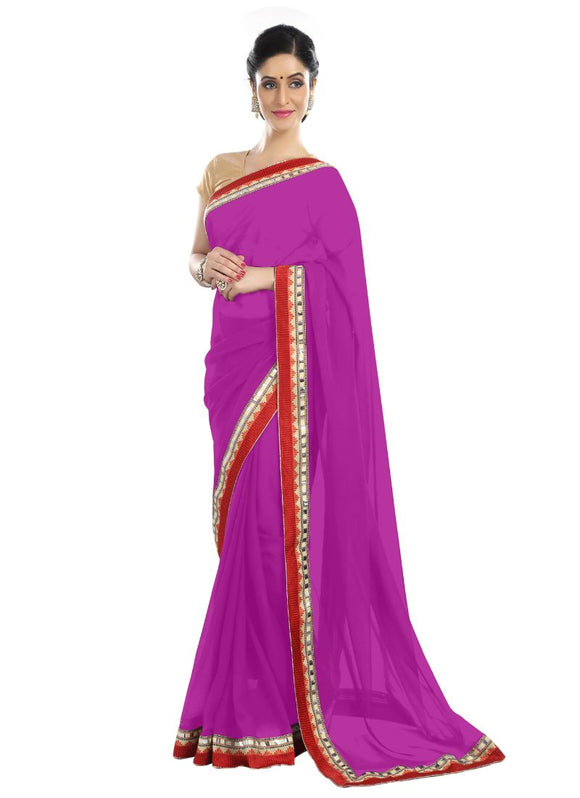 Generic Women's Chiffon Saree (Pink, 5-6 Mtrs)