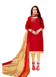 Generic Women's Slub Cotton Salwar Material (Red,