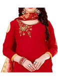 Generic Women's Slub Cotton Salwar Material (Red,