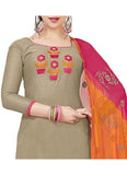 Generic Women's Modal Silk Salwar Material (Beige,