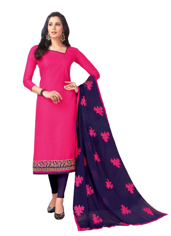 Generic Women's Cotton Salwar Material (Pink,