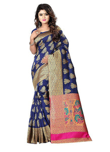 Blue Color Jacquard Saree with Blouse