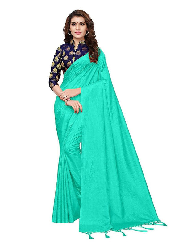 Generic Women's Zoya Silk Saree (Sea Green, 5-6