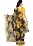 Printed Faux Georgette Yellow Color Saree