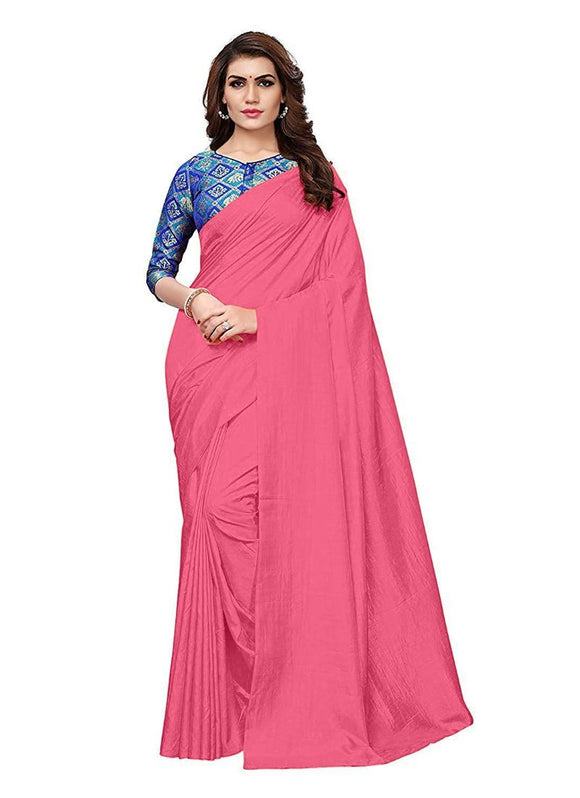 Generic Women's Zoya Silk Saree (Peach, 5-6 Mtrs)