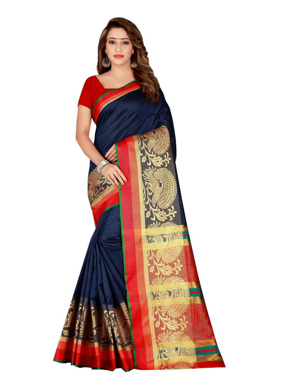 Generic Women's Poly Silk Saree with Blouse