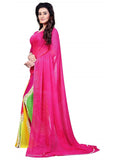 Printed Faux Georgette Pink Color Saree