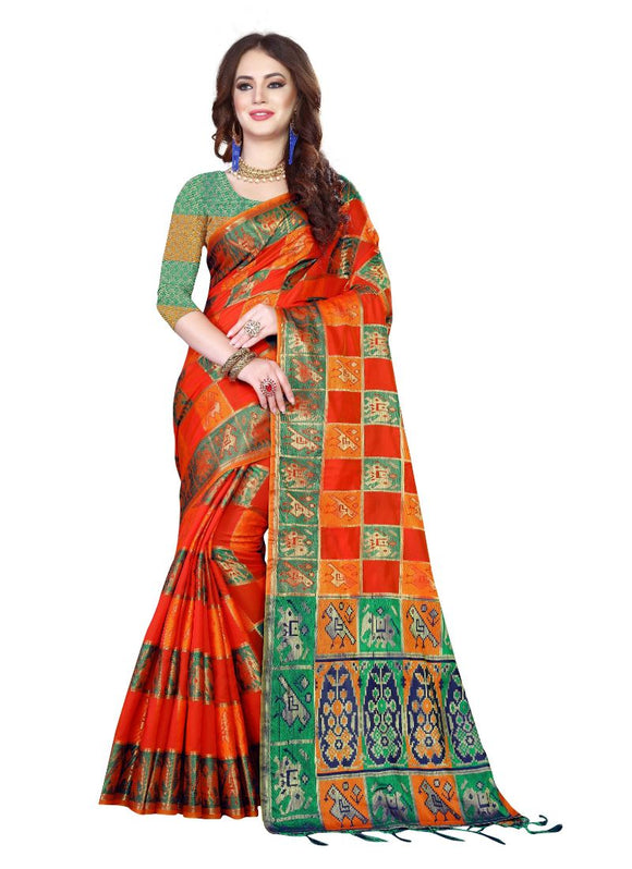 Generic Women's Kanjivaram Silk Saree with Blouse