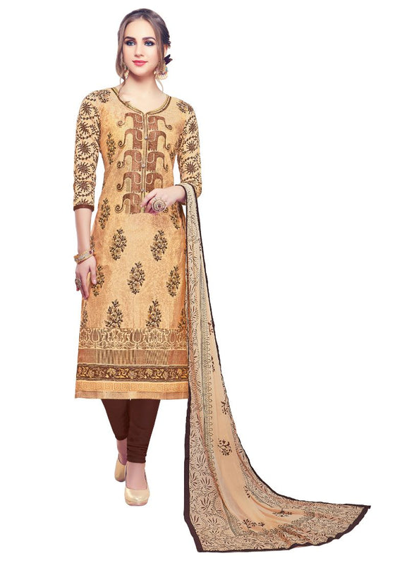 Generic Women's Cotton Salwar Material (Brown,