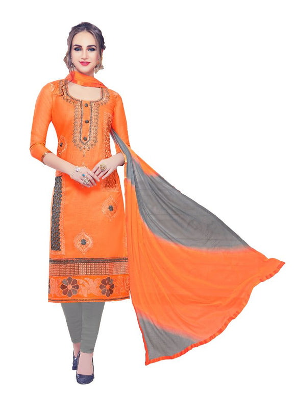 Generic Women's Cotton Salwar Material (Oranage,