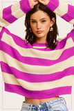 Striped Round Neck Loose Fit Sweater