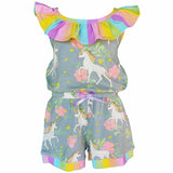 AnnLoren Little Big Girls Jumpsuit Magical Unicorn Rainbows Spring One