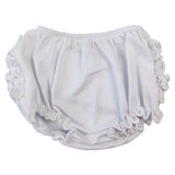 Girls White Knit Ruffled Butt Bloomer