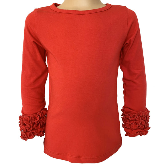 AnnLoren Baby Big Girls Boutique Long Sleeve Red Ruffle Layering