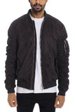 Grey Smoke Faux Suede Tagged Bomber