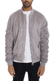 Grey Smoke Faux Suede Tagged Bomber