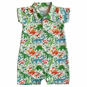 AnnLoren Dinosaur short sleeve Collar Baby/Toddler Boys Romper