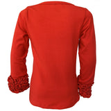 AnnLoren Baby Big Girls Boutique Long Sleeve Red Ruffle Layering