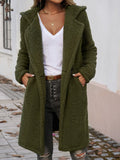 Pocketed Long Sleeve Hooded Teddy Coat