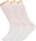 Men's Diabetic Loose Fit Non-Binding Crew Socks, 3 Pairs, Cushioned