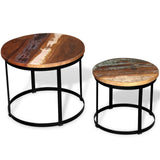 Two Piece Coffee Table Set Rough Mango Wood Round 15.7"/19.7"