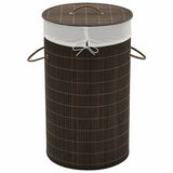 Bamboo Laundry Bin Round Natural