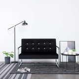 2-Seater Sofa with Armrests Light Gray Steel and Fabric