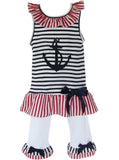 AnnLoren Girls Boutique Patriotic Sailor Outfit Tunic and Capri