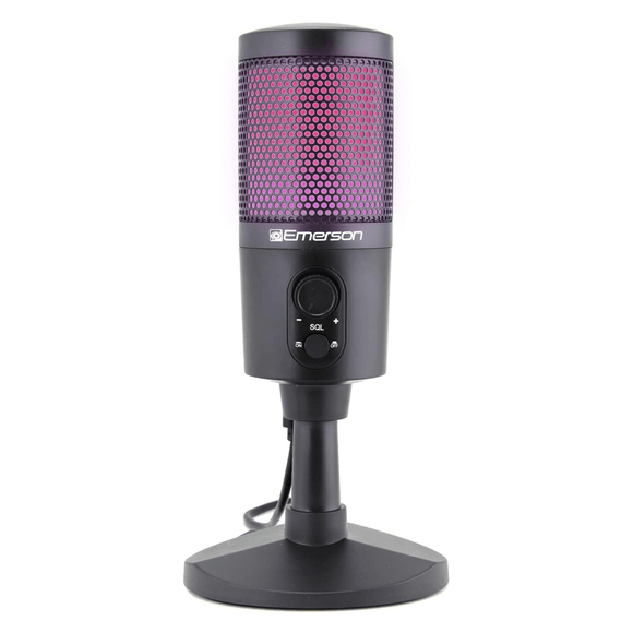 Emerson USB Gaming & Streaming Microphone with RGB Lighting with