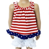 AnnLoren Baby Girls 4th of July Swing Tank Top with Ruffle Trim and