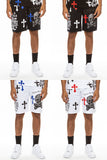 Bejewelled Chrome Skull Shorts