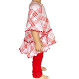 AnnLoren Little & Big Girls 3/4 Angel Sleeve Red Plaid Cotton Knit