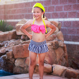 AL Limited Girls 3 piece Striped Skirt Hot Pink bathing suit