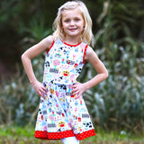 AnnLoren Little & Big Girls Farm Animal Sleeveless Cotton Swing Dress