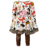 AnnLoren Big Little Girls Boutique Fall Forest Fox and Friends Dress &