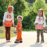 PREPACK AnnLoren Girls Autumn Orange Pumpkin Leopard Tunic