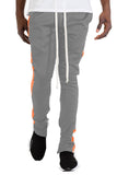 CLASSIC SLIM  FIT TRACK PANTS- GREY/ ORANGE