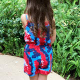 AnnLoren Girls Tie Dye 4th of July Shorts Jumpsuit Summer Romper