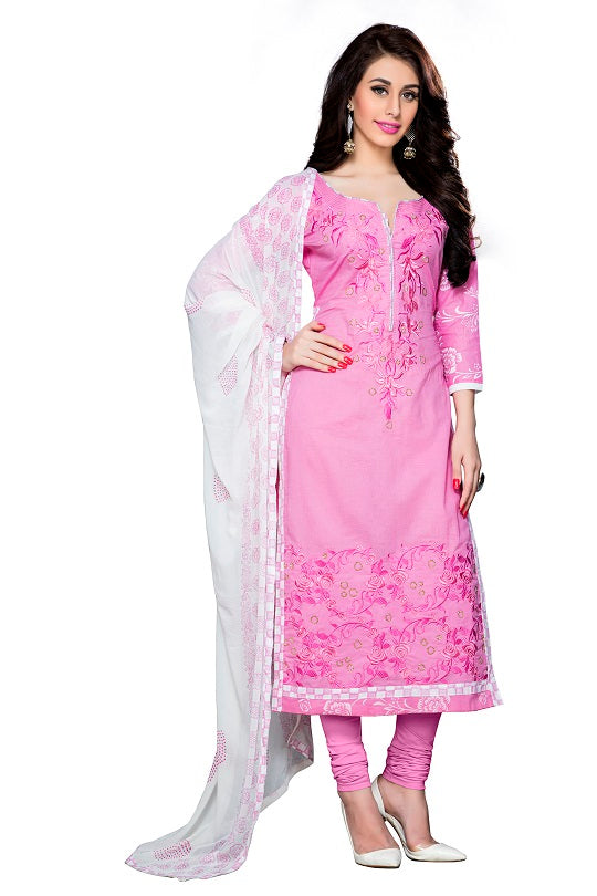 Womens Designer Light Pink Cotton Partywear Salwar