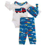 AnnLoren Baby Boys Layette Cars Trucks Long Sleeve Onesie Pants Cap