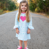 AL Limited Girls Boutique Blue & Pink Heart Soft Cotton Long Sleeve