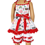 AnnLoren Little & Big Girls Farm Animals Dress and Capri Ruffle