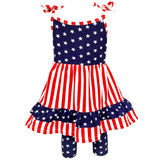 AnnLoren Girls 4th of July Stars & Striped Dress & Capri Leggings