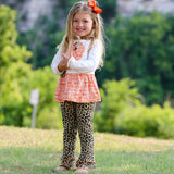 PREPACK AnnLoren Girls Autumn Orange Pumpkin Leopard Tunic