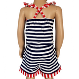 AnnLoren Girls Anchors Away Nautical Jumpsuit Summer Romper