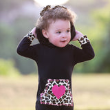 AnnLoren Girls Long Sleeve Leopard Heart Baby Toddler Romper Hoodie