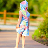 AL Limited Little & Big Girls Pastel Tie Dye Hoodie Top Shorts Camp